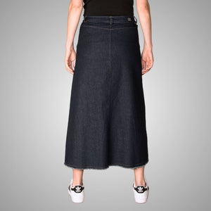 LONG DENIM SKIRT DARK BLUE