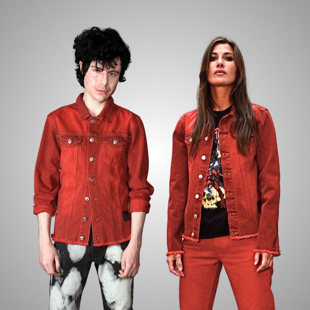 Red denim jacket size 20 on sale