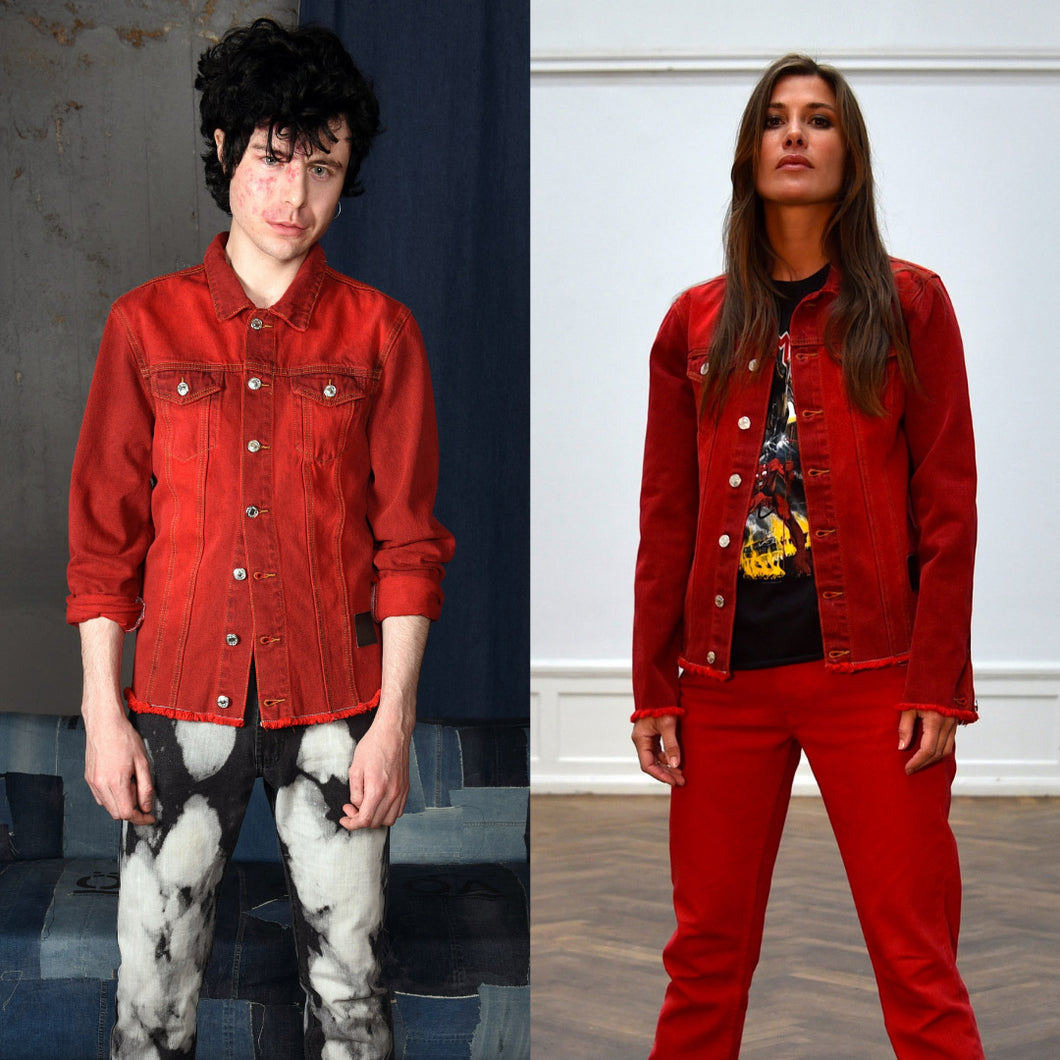 UNISEX DENIM JACKET RED